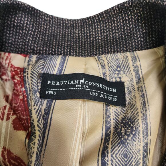 Peruvian Connection Womens Baby Alpaca Wool Blazer Jacket Size 2 Brown Knit - Picture 8 of 12